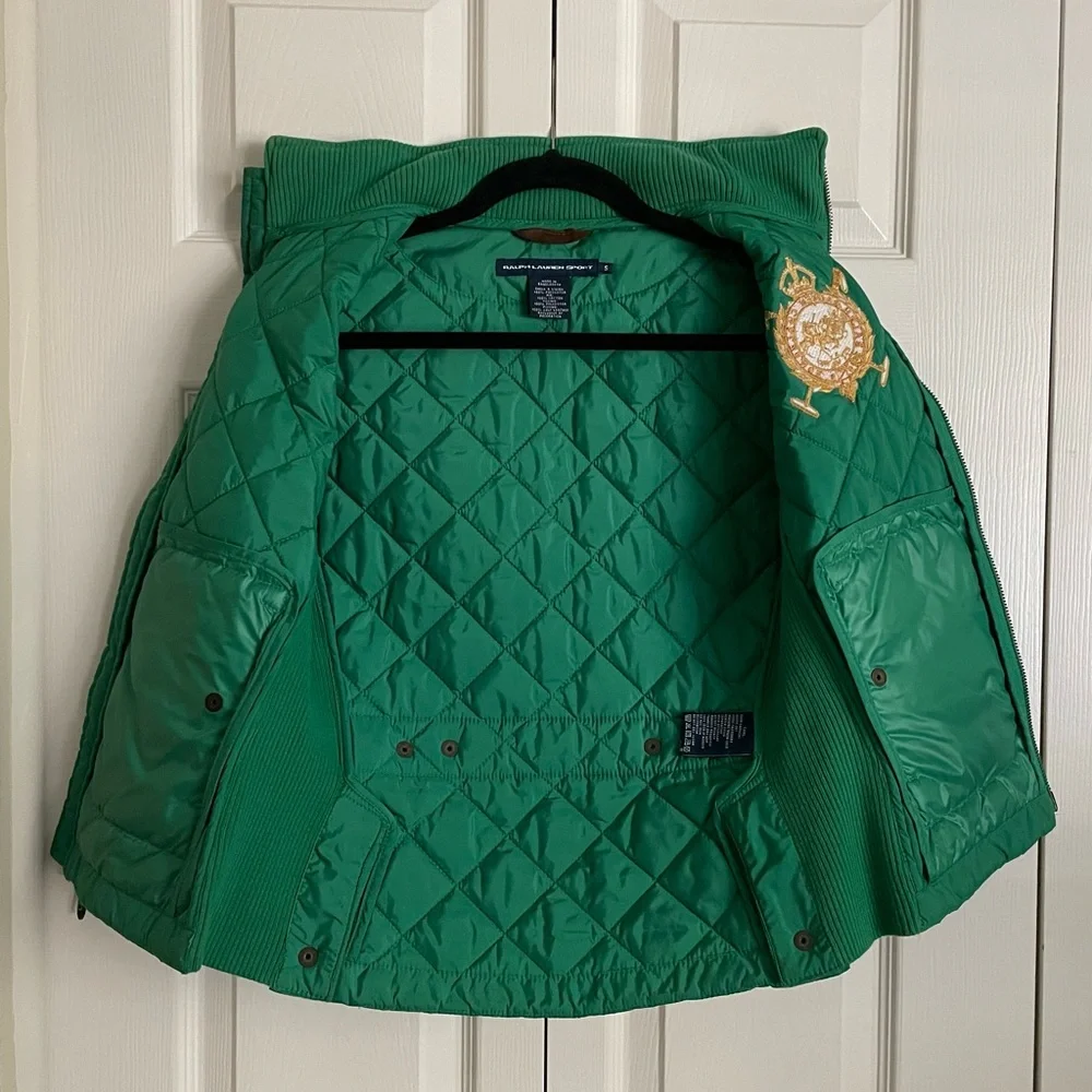 Ralph Lauren Sport Quilted Puffer Equestrian Crest Zip Up Vest - Picture 3 of 8